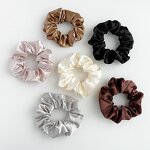 Scrunchies Manufacturer - Custom Black Brown Cream Silk Satin Ponytail Holder