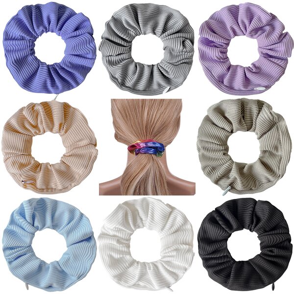 Hair Ties Manufacturer - Bulk Corduroy Striped Storage Ponytail Holder Gingham Zip