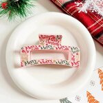 Hair Clips Manufacturer - 8.5cm Printing Elk White Pink Clear Rectangle Plastic Claw Clip