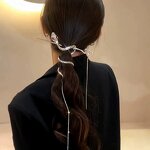 Hairpin Manufacturer - Snake Twist Long Fork Clip Rhinestone Tassel Stone Gothic