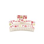 Hair Clips Manufacturer - 8.5cm Printing Elk White Pink Clear Rectangle Plastic Claw Clip