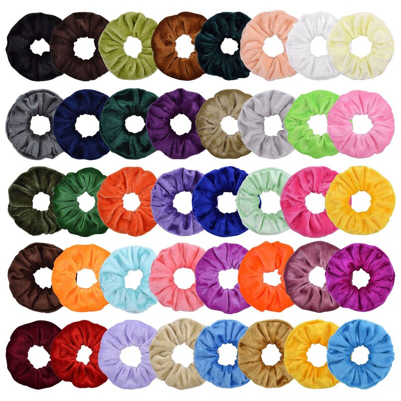 Scrunchies Manufacturer - Multicolor Bulk Soft Elastic Hair Band Fuzzy Plush Fluffy Velvet