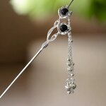 Hair Pins Manufacturer - Chinese Long Fork Clip Hanfu Opal Stone Flower Chop Sticks