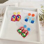 Earrings Manufacturer - Exaggeration Summer Hand Fun Oil Famous Painting Dripping Girl