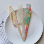 Hair Comb Manufacturer - Custom Korean Minimalist Marble Texture Acetate Long Handle