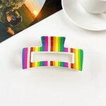 Hair Clips Manufacturer - 8.5cm Printed Flower Checker Rectangle Plastic Claw Clip for Women