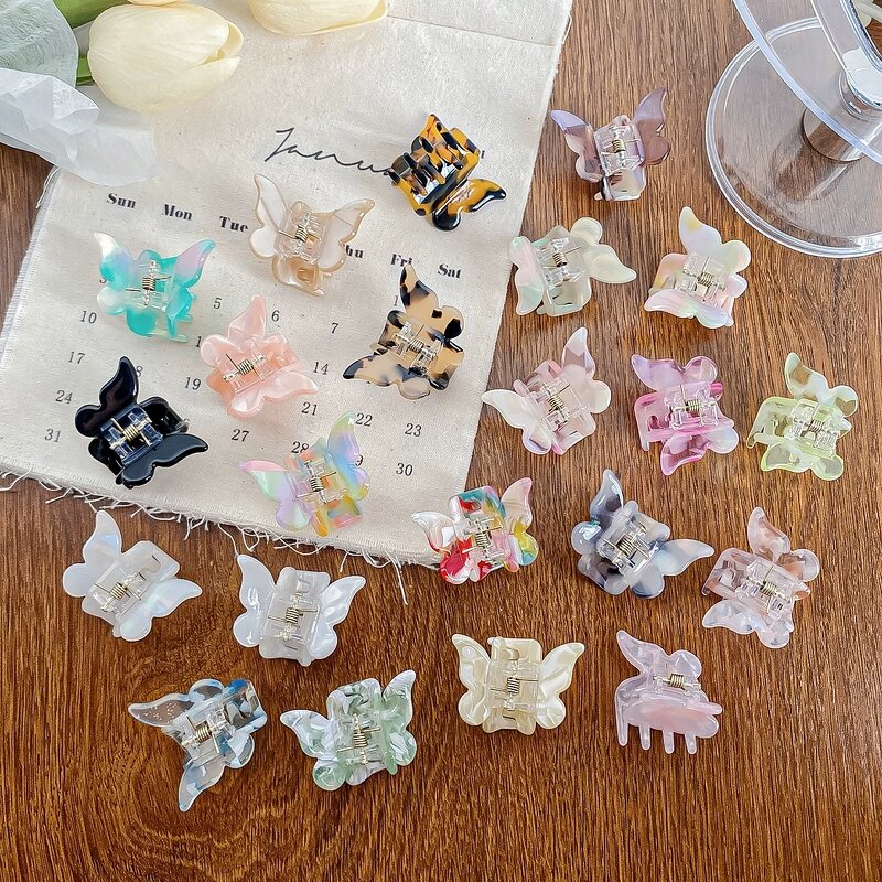 Hair Claw Manufacturer - Small Wave Wings Sweet Medium Acetate Pink Butterfly