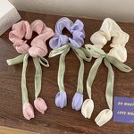 Hair Ties Manufacturer - Cute Elastic Flower Scrunchi Lanyard Mesh Gauze Chiffon Bows