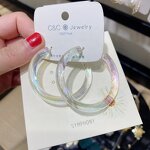 Earrings Manufacturer - 2025 Fashion Summer 925 Jewelry Geometric Clear Square C Shape