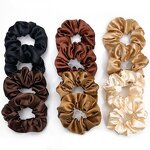 Scrunchies Manufacturer - Custom Black Brown Cream Silk Satin Ponytail Holder