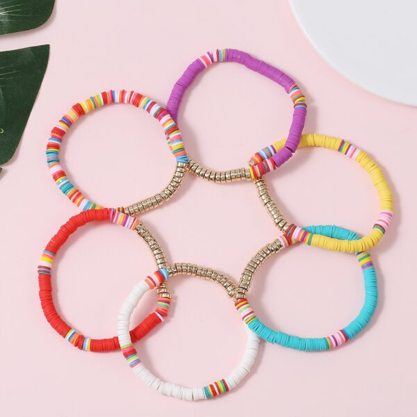 Bracelet Manufacturer - Colorful Men Women Beach Simple Design Polymer Red and Yellow