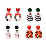 Earrings Manufacturer - Women Girls Cute Embossed Bell Reindeer Snowman Tree Acrylic