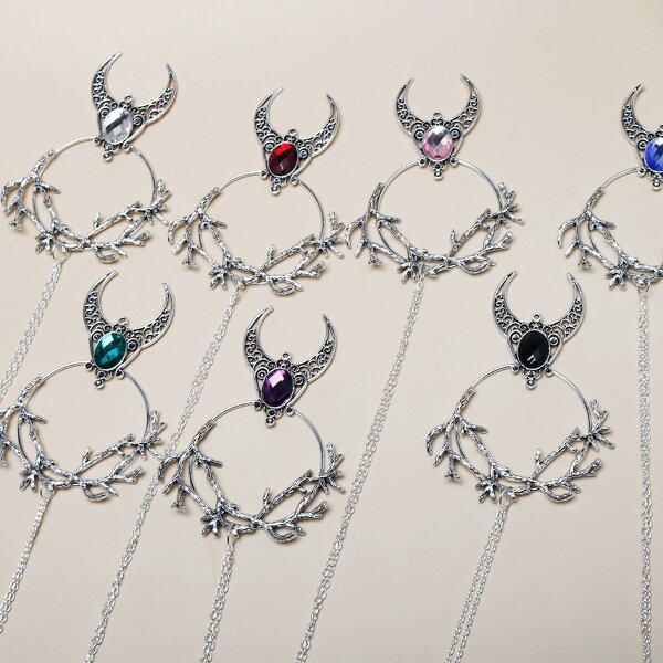 Hairpin Manufacturer - Circle Chain Branch Rhinestone Pan Bun Diamond Slide Metal