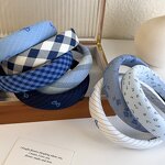 Hair Band Manufacturer - Wholesale Blue Makeup Checker Plaid Stripe Sponge Padded