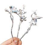 Hairpin Manufacturer - Chinese Long Fork Clip Hanfu Butterfly Gingko Stone Blue Flower