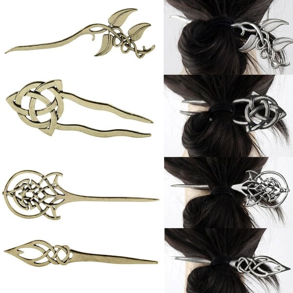 Hair Chopstick Manufacturer - Retro Vintage Witch Sliver Gold Alloy Animal Viking