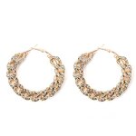 Earrings Manufacturer - Fashion Rhinestone Dubai Large Round Big Chains Hoop Gold