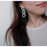 Earrings Manufacturer - 2025 Fashion Summer 925 Jewelry Geometric Clear Square C Shape