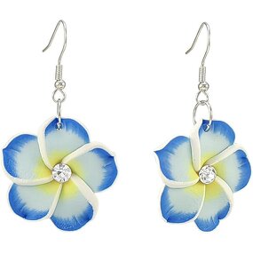 Earrings Manufacturer - Rhinestone Christmas Handmade Polymer Clay Flower Frangipani