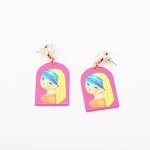 Earrings Manufacturer - Exaggeration Summer Hand Fun Oil Famous Painting Dripping Girl