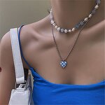 Necklace Manufacturer - Vintage Retro Checkerboard Love Pendant Beads Heart Checkered