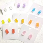 Earrings Manufacturer - Women Girls Cute Clear Sequin Candy Charm S925 Silver Teddy