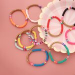 Bracelet Manufacturer - Stretch Colorful Sliced Soft Polymer Disc Clay Bangle Bead