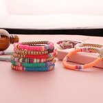 Bracelet Manufacturer - Stretch Colorful Sliced Soft Polymer Disc Clay Bangle Bead