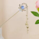 Hair Pins Manufacturer - Chinese Long Fork Clip Hanfu Opal Stone Flower Chop Sticks
