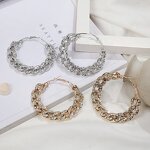 Earrings Manufacturer - Fashion Rhinestone Dubai Large Round Big Chains Hoop Gold