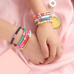 Bracelet Manufacturer - Stretch Colorful Sliced Soft Polymer Disc Clay Bangle Bead