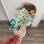Hair Clamp Manufacturer - 8cm Big Funky Acetate Double Food Shaped Rhinestone Mushroom