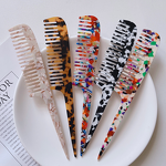 Hair Comb Manufacturer - Custom Korean Minimalist Marble Texture Acetate Long Handle