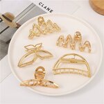 Hair Claws Manufacturer - Medium Shark Geometric Metallic Metal Claw Clip for Women