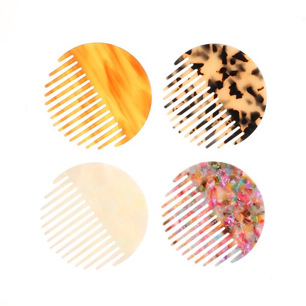 Hair Comb Manufacturer - Personalized Custom Round Wide Tooth Hotel Marble Tortoise
