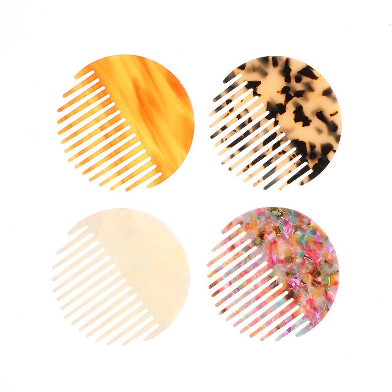 Hair Comb Manufacturer - Personalized Custom Round Wide Tooth Hotel Marble Tortoise