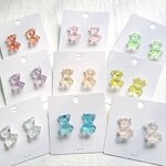 Earrings Manufacturer - Women Girls Cute Clear Sequin Candy Charm S925 Silver Teddy