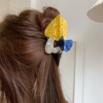 Hair Clamp Manufacturer - 8cm Big Funky Acetate Double Food Shaped Rhinestone Mushroom
