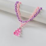 Necklace Manufacturer - Double Layer Jewelry Jelly Candy Cartoon Teddy Bear Pendant