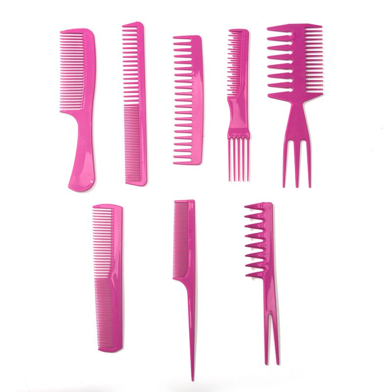 Hair Combs Set Manufacturer - 8pcs Toothcomb Barber Black Plastic Lice Wide Dandruff