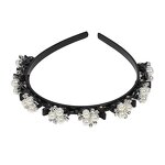 Hair Band Manufacturer - Women Kids Baroque Bling Double Layer Bangs Pearl Rhinestone
