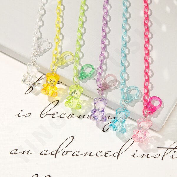 Necklace Manufacturer - 55 CM Acrylic Link Candy Jelly Teddy Bear Charm Anti Lost