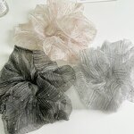 Scrunchies Manufacturer - Large High Elastic Bubble Mesh Tulle Organza Crystal Diamond
