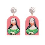 Earrings Manufacturer - Exaggeration Summer Hand Fun Oil Famous Painting Dripping Girl