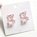 Earrings Manufacturer - Women Girls Cute Clear Sequin Candy Charm S925 Silver Teddy