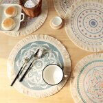 Placemat Manufacturer - Mansura Modern Persian Wind Printed Stroke Cushion Home Kitchen Decorative Meal Insulation Pad