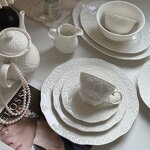Ceramic Dinnerware Set Manufacturer - White Porcelain Embossed Relief Tea Pot Set