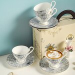 Bone China Tea Cup Set Manufacturer - Elegant Frola & Butterfly British-Style White Goldrim Coffee Cup Saucer