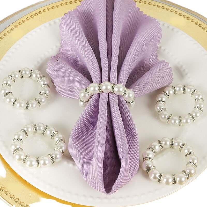 Napkin Ring Manufacturer - Handmade Beaded Pearl DIY Table Cloth Buckle Paper Towel for Valentine's Day