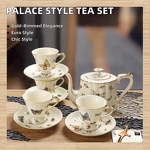 Porcelain Tea Pot Set Manufacturer - Turkish Retro French Courtly Eco-Friendly Afternoon Tea Europe Style Gold Rim